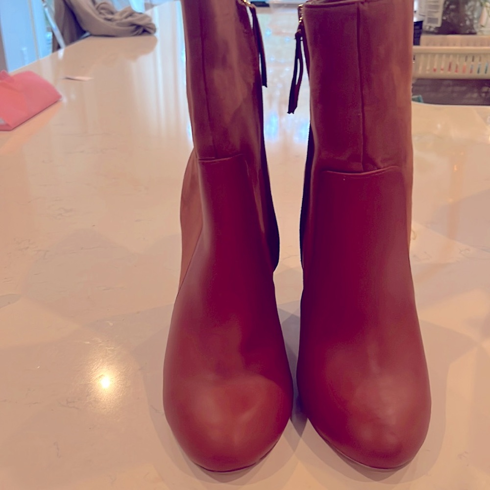 Athena Alexander suede bootie. Caramel color